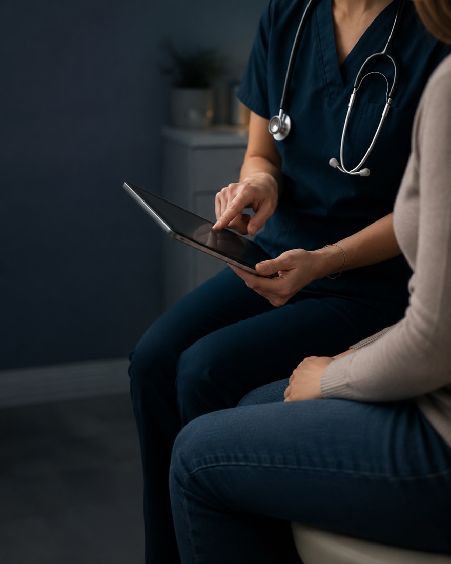 A patient and physician in conversation during a medical appointment